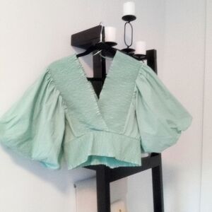 Zara Mint Green Puff Sleeve